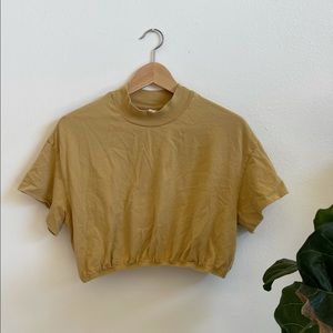 Alo Yoga yellow mock neck crop top